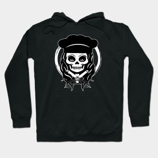 Female Cook Skull and Whisk White Logo Hoodie